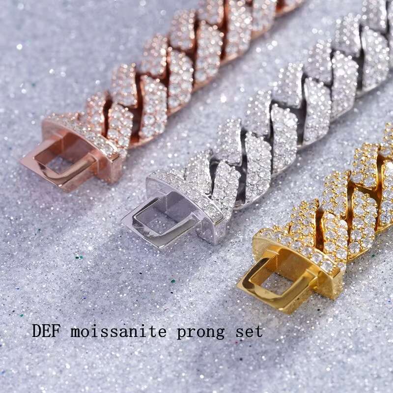 Diamond Cuban Chain S925 Sterling Silver Moissanite Cuban Link Chain Cuban Necklace