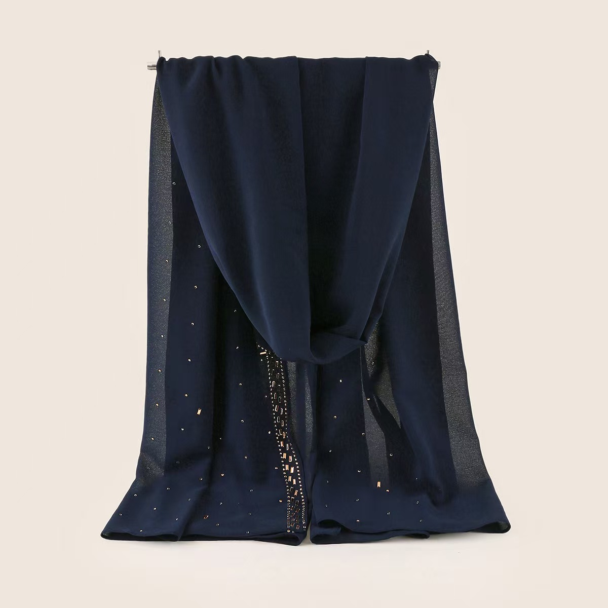 T1069 Pearl Chiffon Scarf Long Scarf Square Scarf Hui Nationality Gauze Scarf Head Scarf