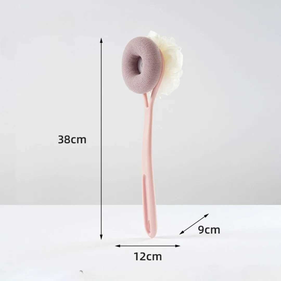 1pc Long Handle Shower Sponge Brush Body Scrubber 2 in 1 Body Wash Brush Body Exfoliating Bath Sponge Skin Care Bath Supplies R250625