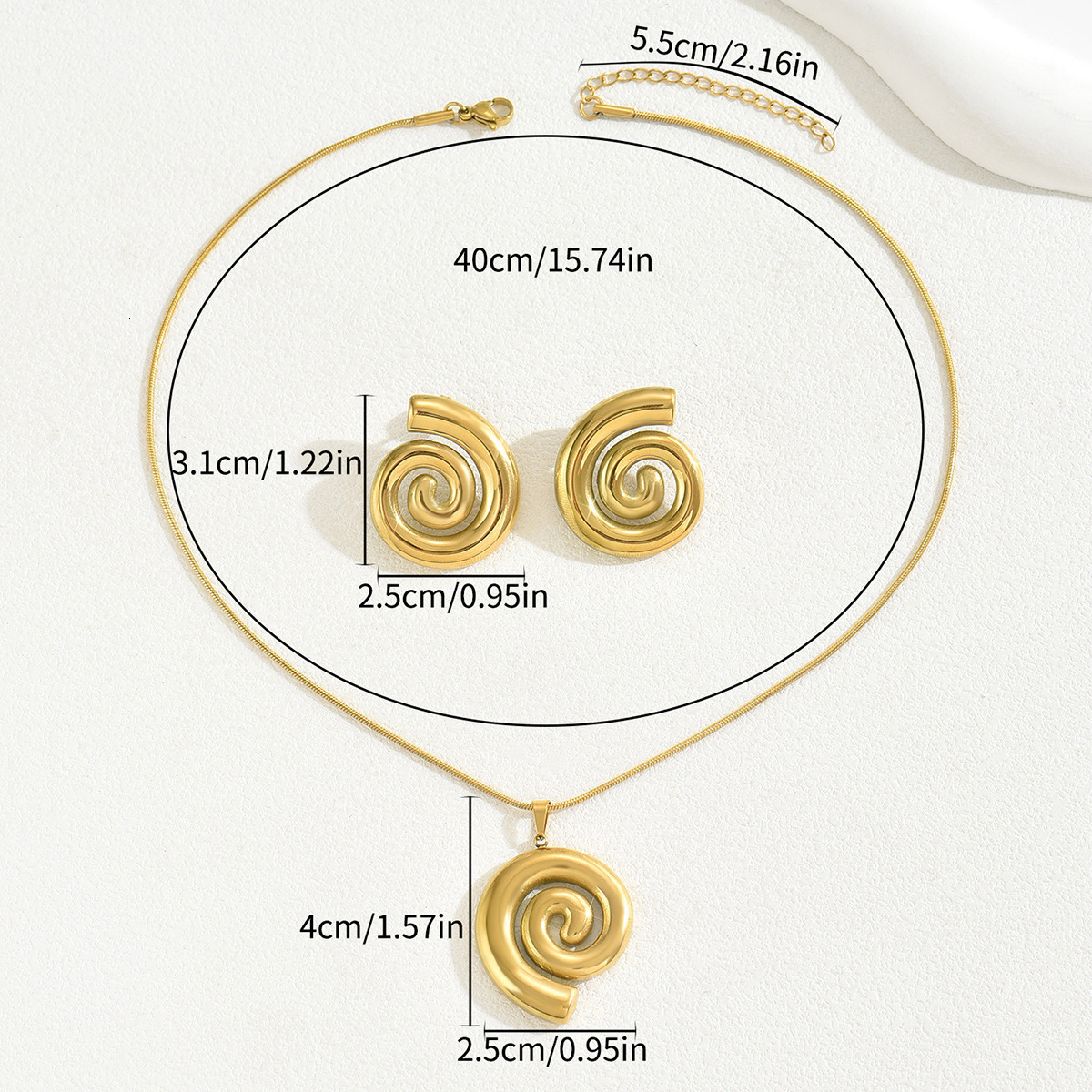 Wind Women S Necklace And Earring Personality Rotating Spiral Design Clavicle Chain Set