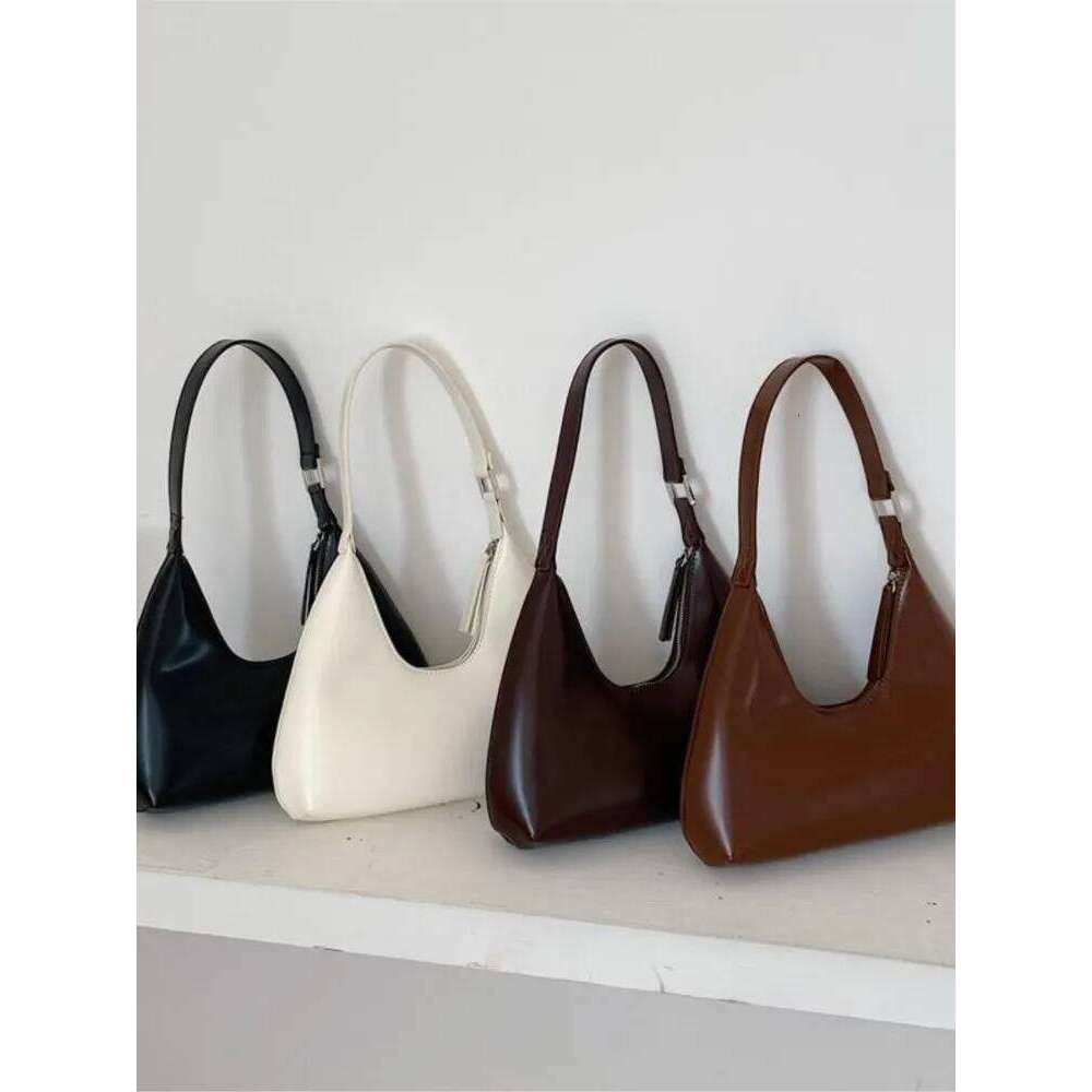 Handbag Women New Moon Shaped Dental Zipper Underarm Fashion Shoulder Bag PU Leather Retro Simple Hobo Bags