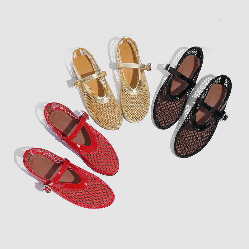 2024 Spring and Autumn New Flat Ballet High-end Mesh Hollow Breathable Fashion Versatile Single Trendy Shoes