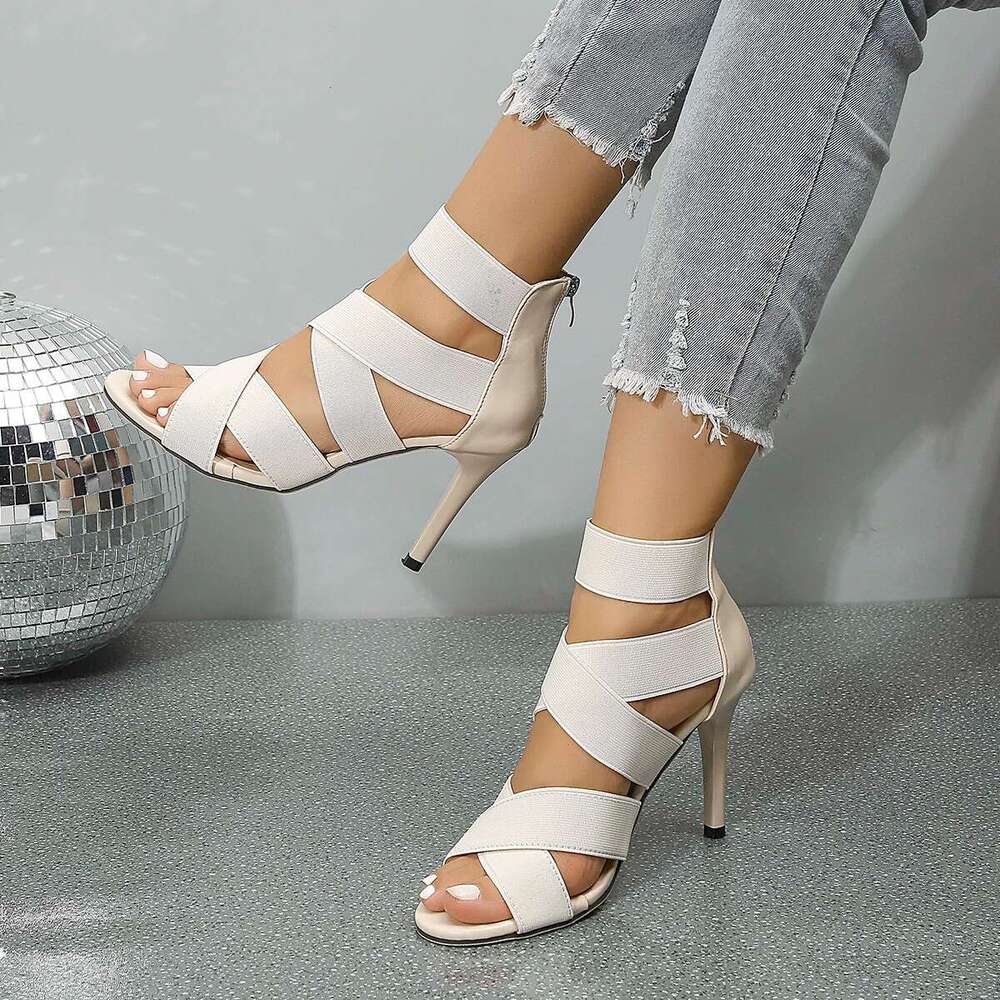 High-heeled Plus Size Super Heel for Women with Thin High Heels and Back Zipper Sexy Sandals