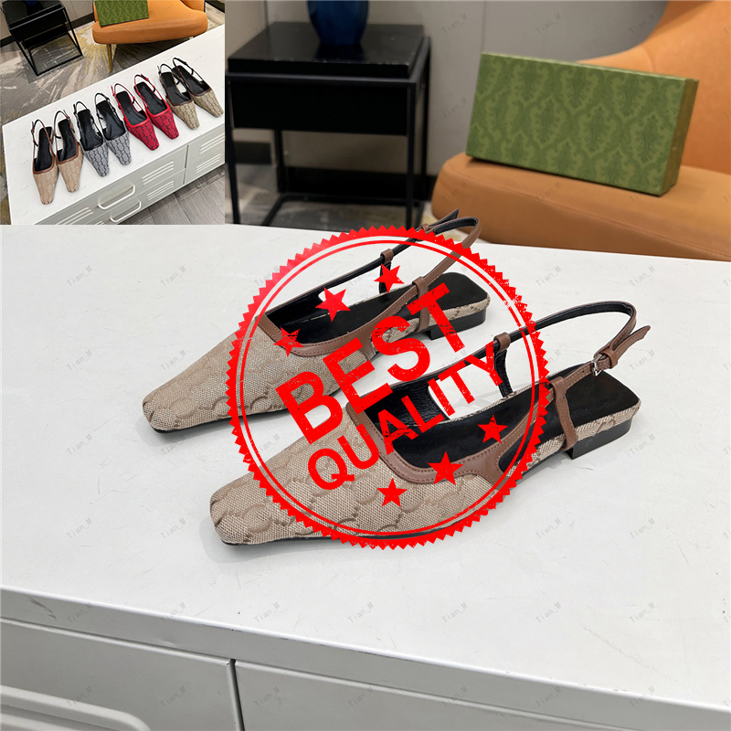 New arrival HIGH Quality Genuine Leather Sandals Luxury Designer Fashion Womens pumps flat party shoes dress shoes slingback brand Metal buckle Pointed Toe