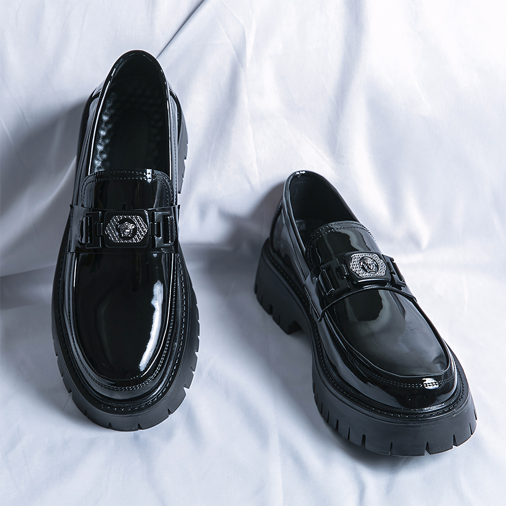 8806-Men's Breathable British Inner Heightened Platform Sole Trend Platform Shoes Classic Round Toe Business Casual Formal Handmade Leather Shoes