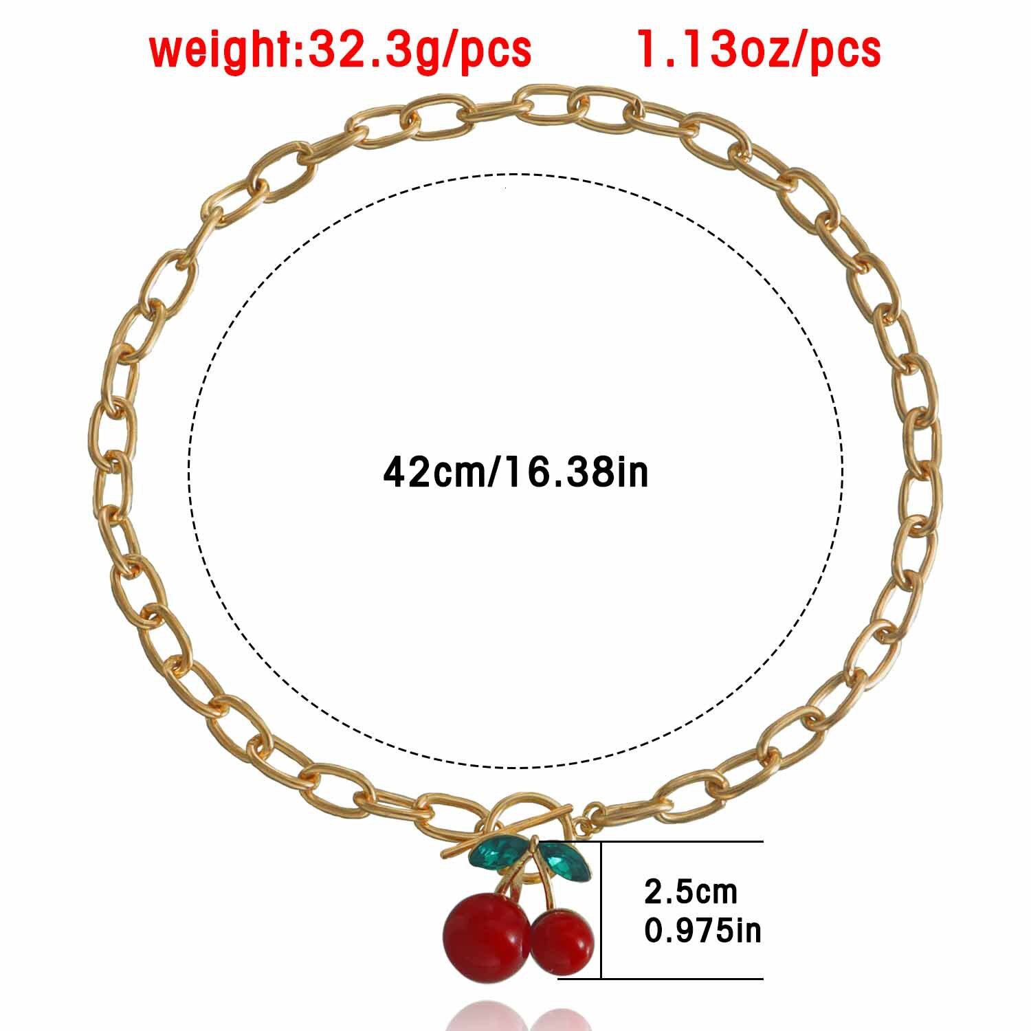 Y2K Geometric Exaggerated Thick Chain Big Red Cherry Pendant Necklace for Women Hot Selling Jewelry Jewelry for Women
