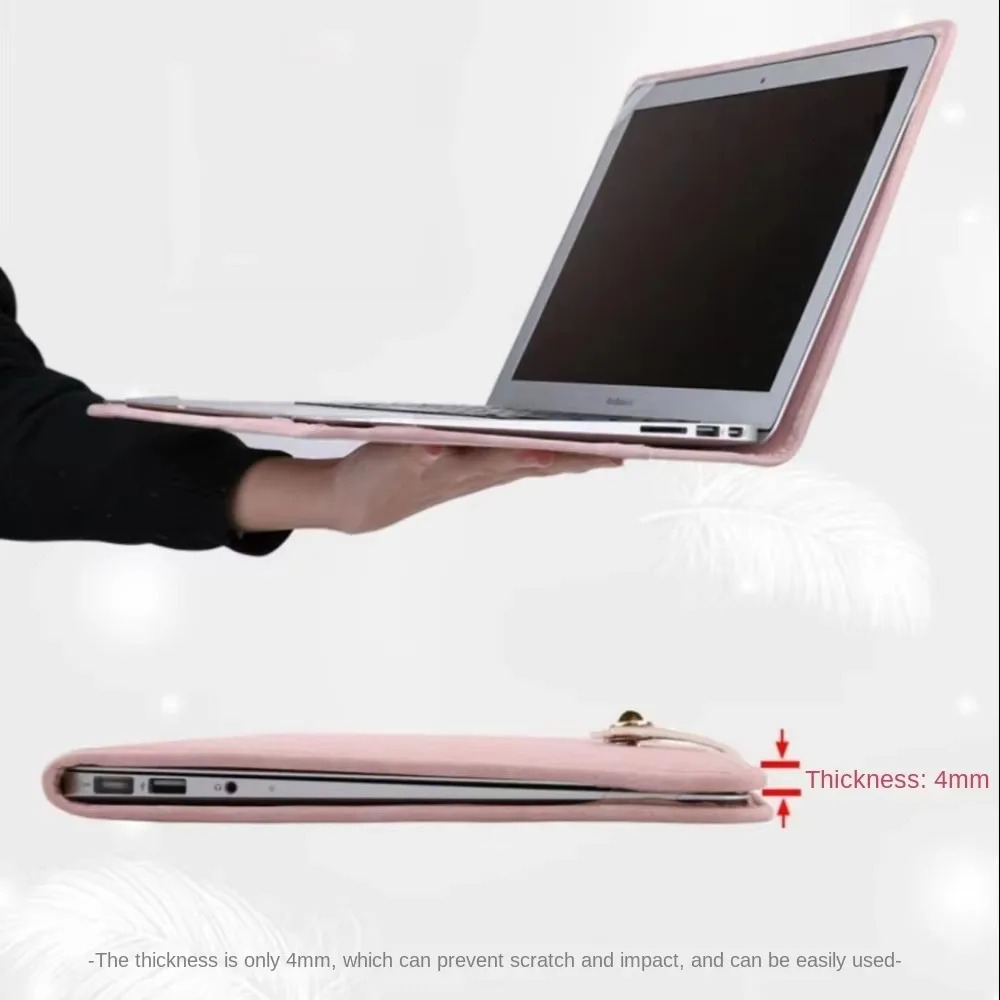 Solid Pink Laptop Bag Top-Handle PU Laptop Sleeve Fashion 14-16 Inch Computer Protective Case for Girl 250624