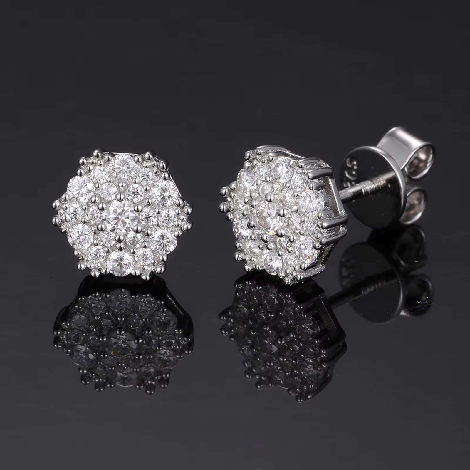 Fine Stud Earrings for 925 Sterling Silver Luxury High-quality Round Cut Unisex Metal VVS Fine Stud Earrings