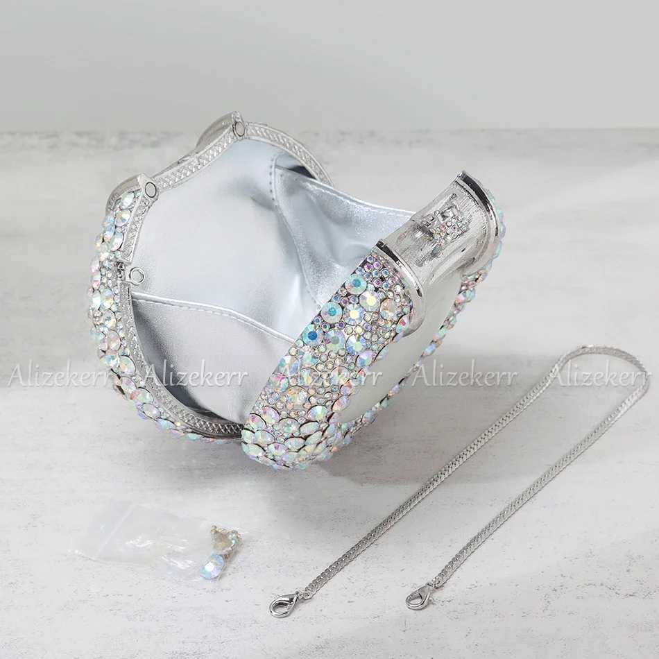 Alizekerr Oval Shaped Crystal Evening Bag Women Boutique Gorgeous Classy Diamond Clutch Purses And Handbags Bridal Wedding Party M250625