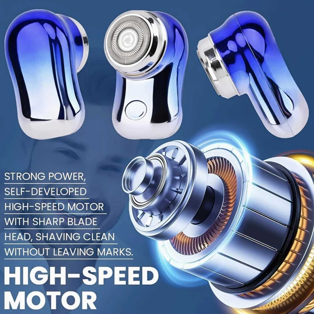 Man Electric Beard Shaver Portable Upgraded Electric Razor USB Charging LED Power Display One-Click Use Suitable for Home Travel W250625