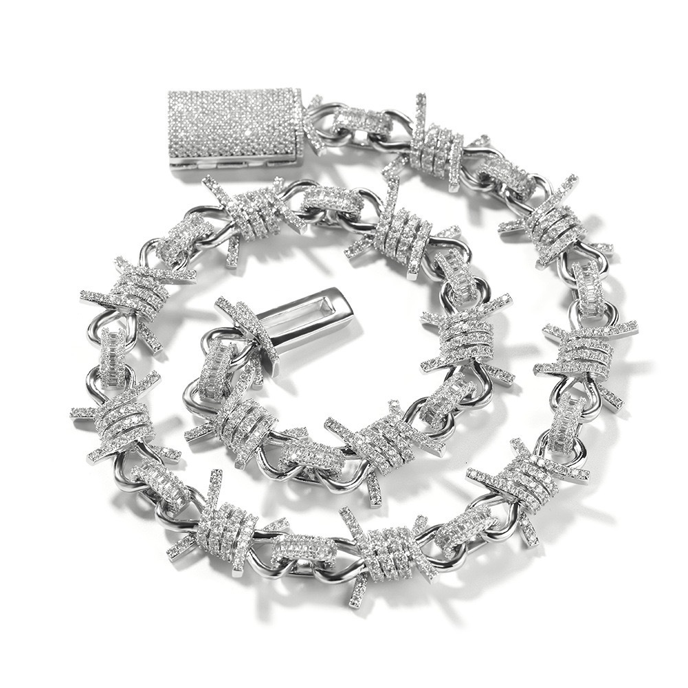 Custom Design 925 Silver Fashion Jewelry Necklace Moissanite Diamond Hip Hop Iced Out Cross Cuban Link Chain