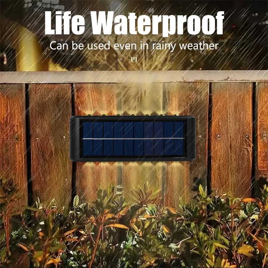 14/16LED Solar Wall Light Outdoor Waterproof Garden Light Up and Down Lighting for Courtyard Railing Decoration Atmosphere LightXJ250624