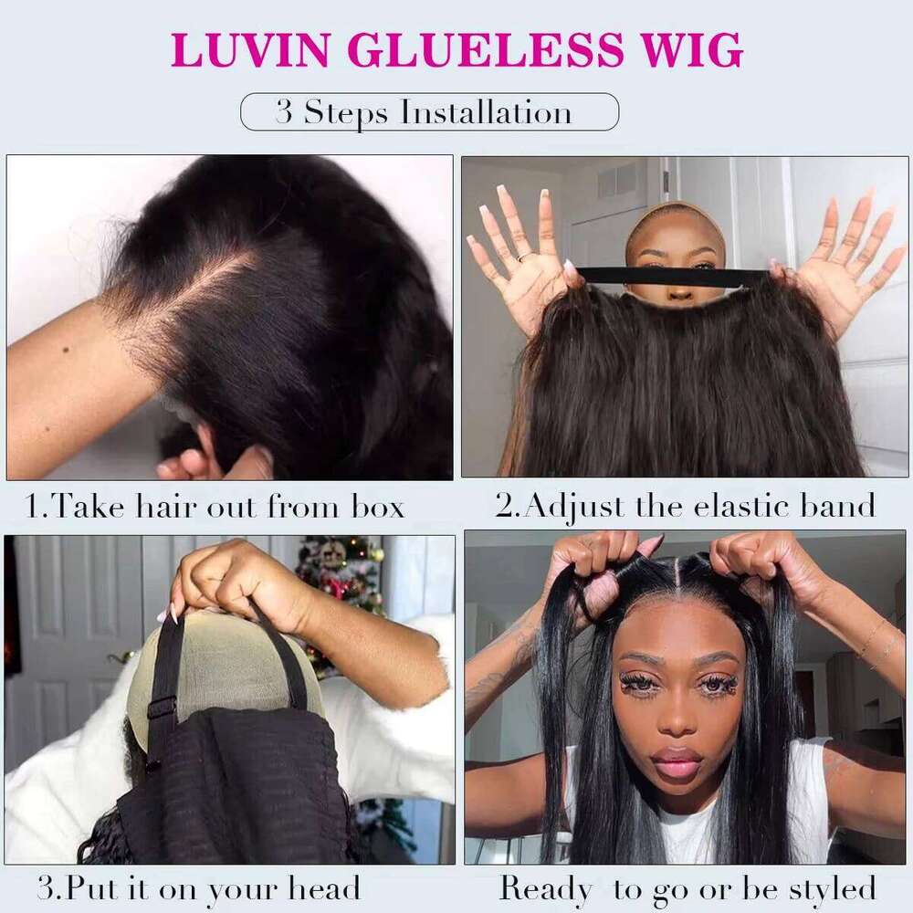 Luvin 5x5 HD Lace Closure Wig 220 Density Glueless Human Hair Pre Cut Ready to Wear Straight Wigs For Beginners