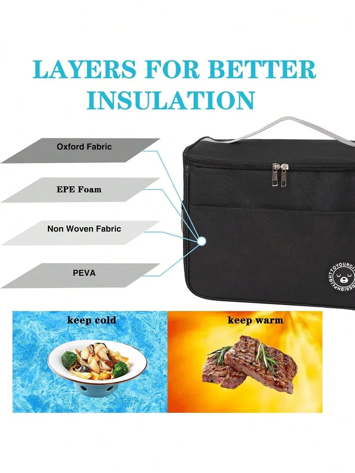 1pc Insulated Lunch Bags Thermal Bag Lunch Container Leakproof Tote Lunch Box Food Storage Bags Office Travel Insulated Case 250624