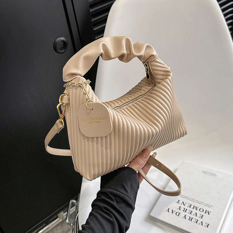 Ins Popular Crossbody Dumpling Ladies Bags 2025 Summer Handheld Pleated High-end Elegant Small Bag