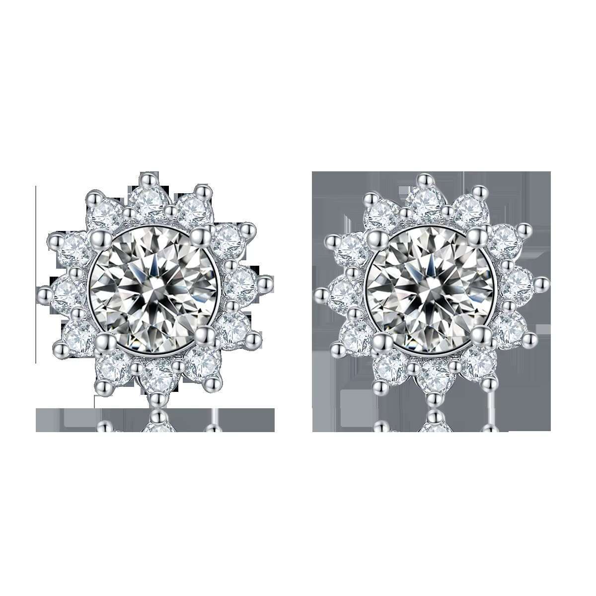 Pass Diamond Tester Moissanite Earrings Fine Jewelry 925 Silver D Color Moissanite Solitaire Lab Diamond Stud Earrings