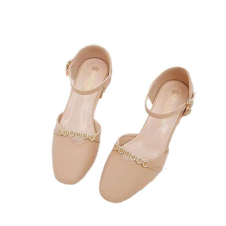 Women's Elegant Peep-Toe Sandals 2024 Spring Summer New Chunky Heel One-Strap Versatile Fairy Style High Heels Hollow Single Shoes