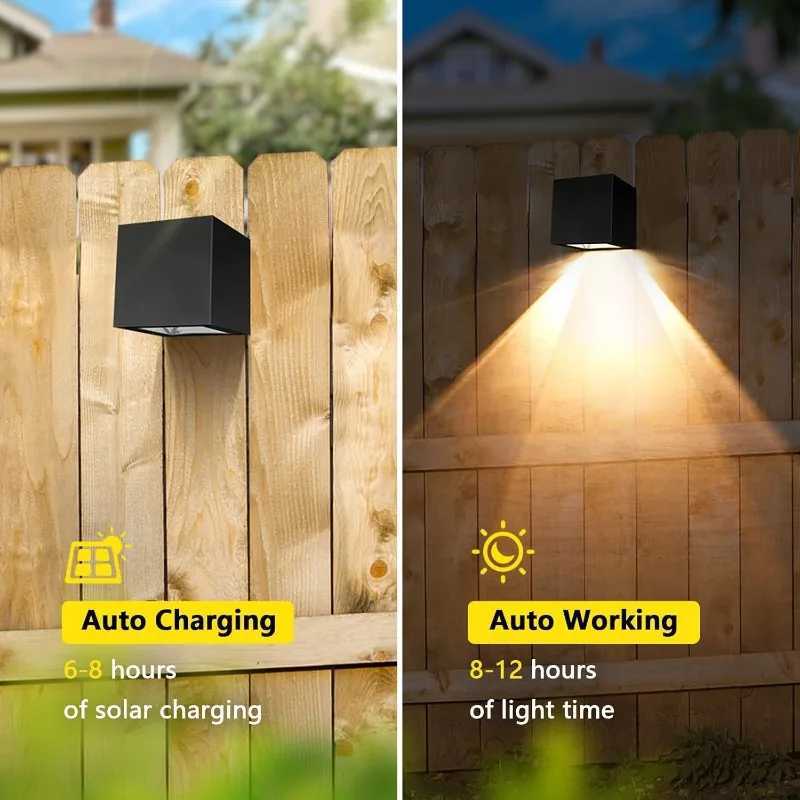 1/2/3/4PCS Outdoor Solar Wall Lights Fence Lights IP65 Waterproof with Warm White and RGB Mode Suitable for Courtyard GardensXJ250624