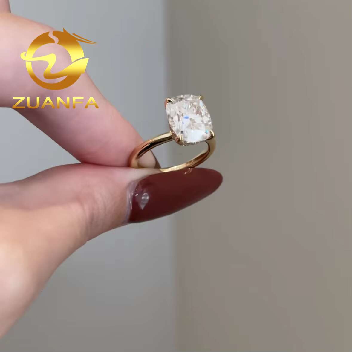 Fashion Women Jewelry Real Gold 10k D Moissanite Diamond Ring 3ct Long Cushion Cut Gold Engagement Rings Moissanite Promise Ring