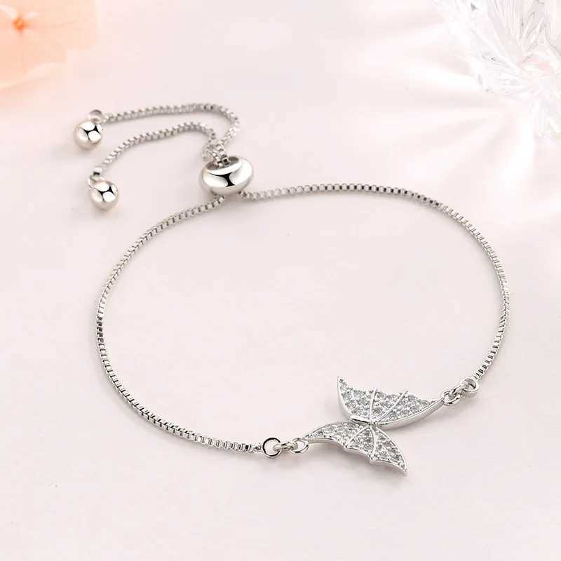 925 Sterling Silver Bracelet Pendant Zircon Crystal Adjustable Bracelet for Women Jewelry X250625