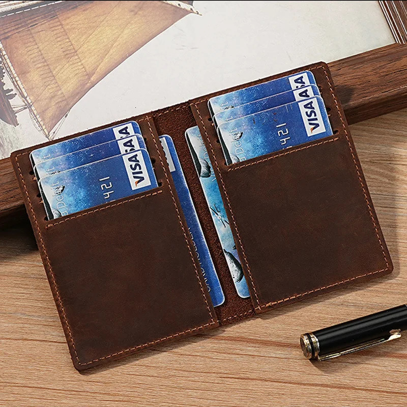 Handmade Credit Cards Wallet Vintage Style Minimalist Leather Credit Card Holder Wallet for Men Protector Sleeve 250624