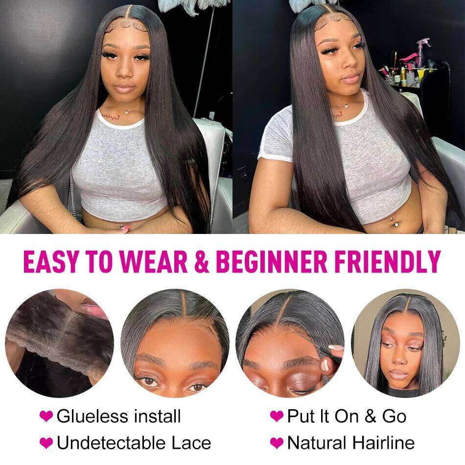 Luvin 5x5 HD Lace Closure Wig 220 Density Glueless Human Hair Pre Cut Ready to Wear Straight Wigs For Beginners