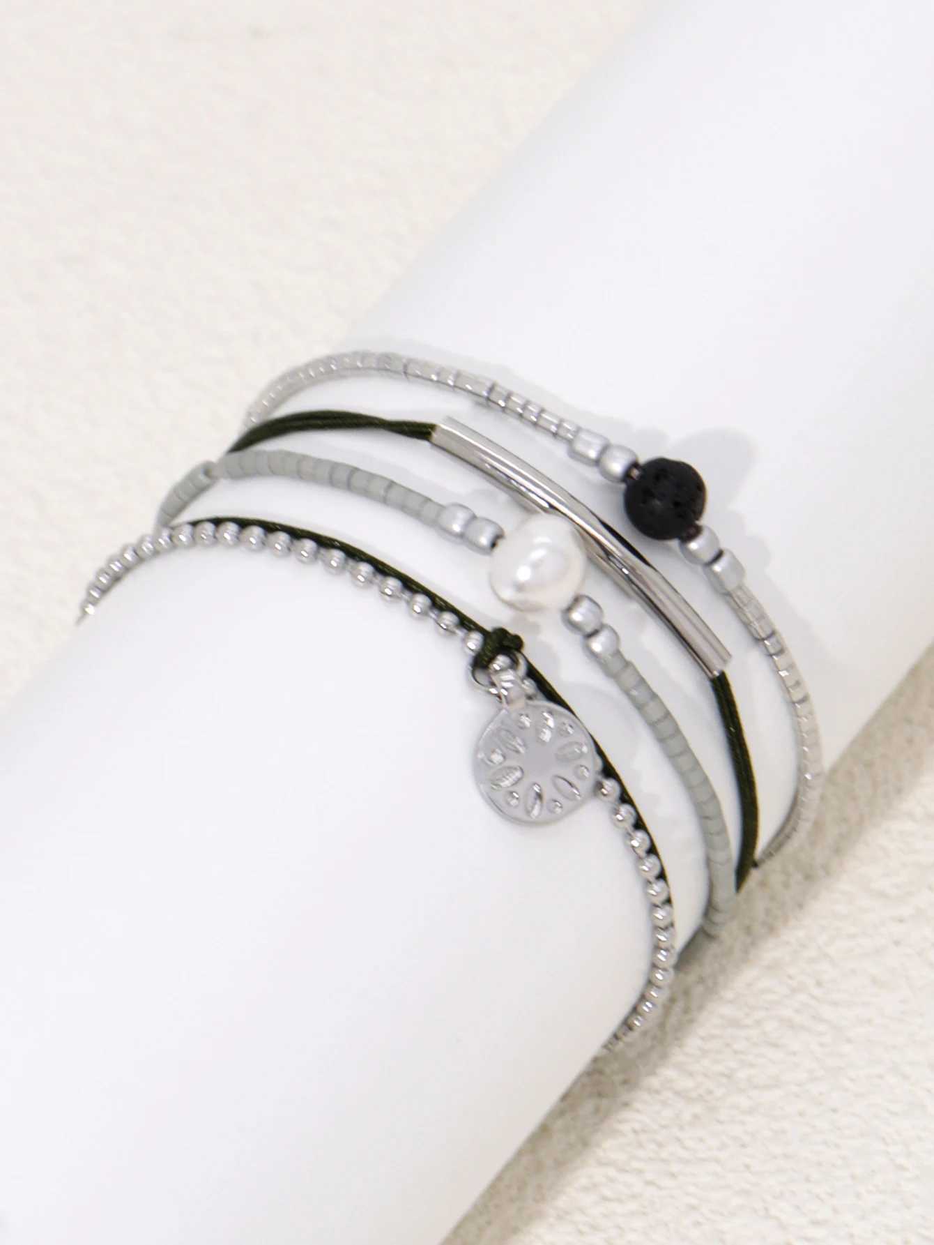 4PCS Bohen Mini Bead Circle Pendant Bracelet Set Party Vacation Jewelry Accessories X250625