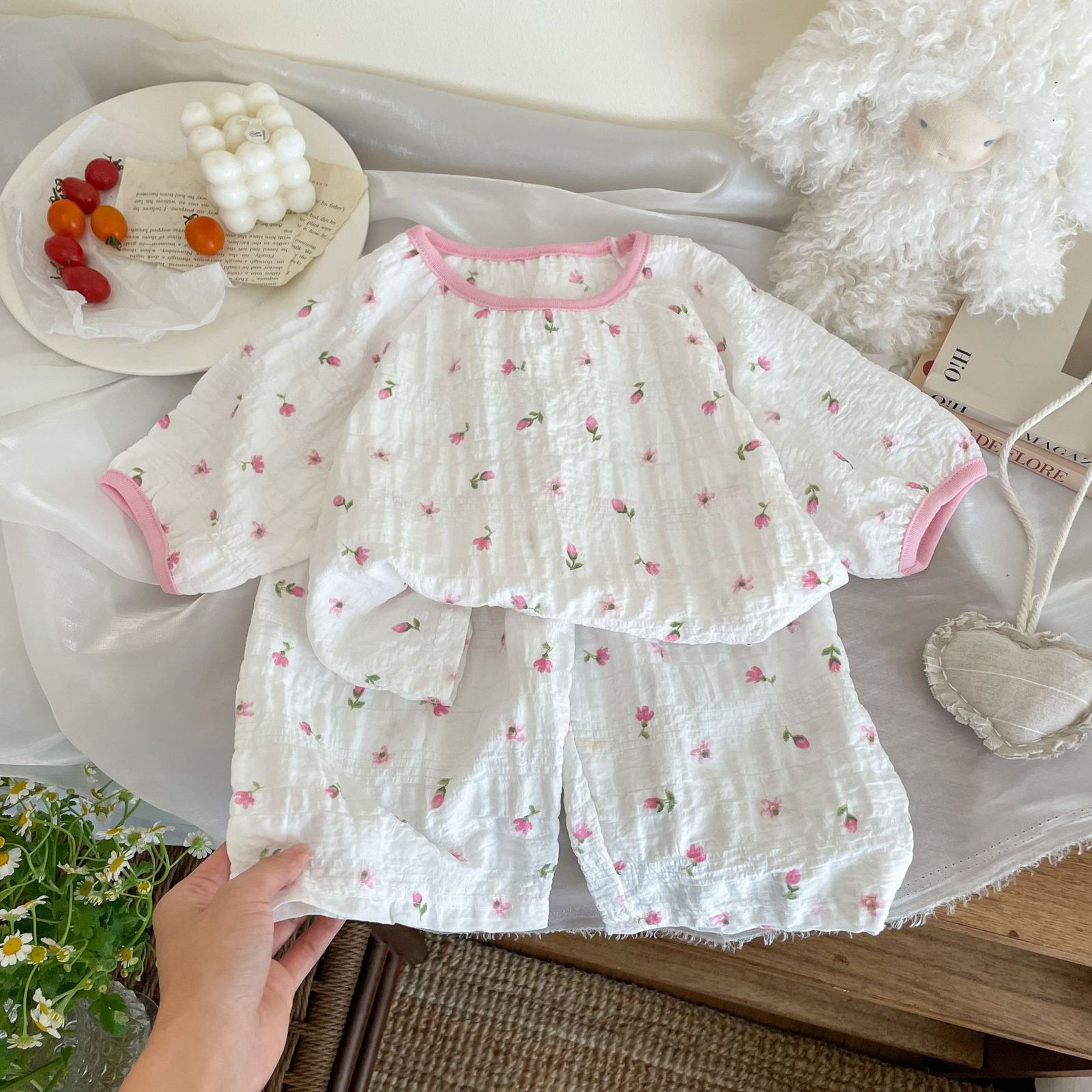 Mudkingdom Summer Boys Girls Pajamas Set Button Down Short SleeveTops and Pants Sleepwear Outfit Kids Clothes Animals Unicorn 210915