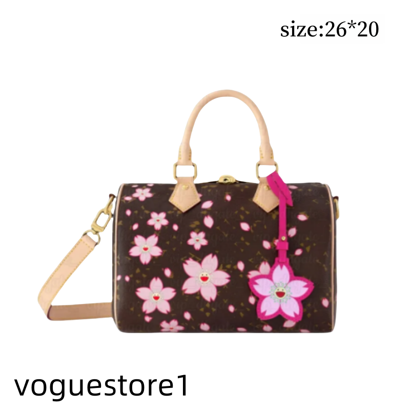 sakura takashi murakami luxury bag crossbody desiqner bags cherry boston shoulder bag Pink denim fashion letters print shopping Leather tote pillow pochette