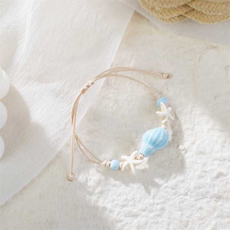 Bohe Sea Turtle Bracelet For Women Starfish Seahorse Shell Pearl Adjustable Metal Chain Summer Beach Party Vacation Jewelry X250625