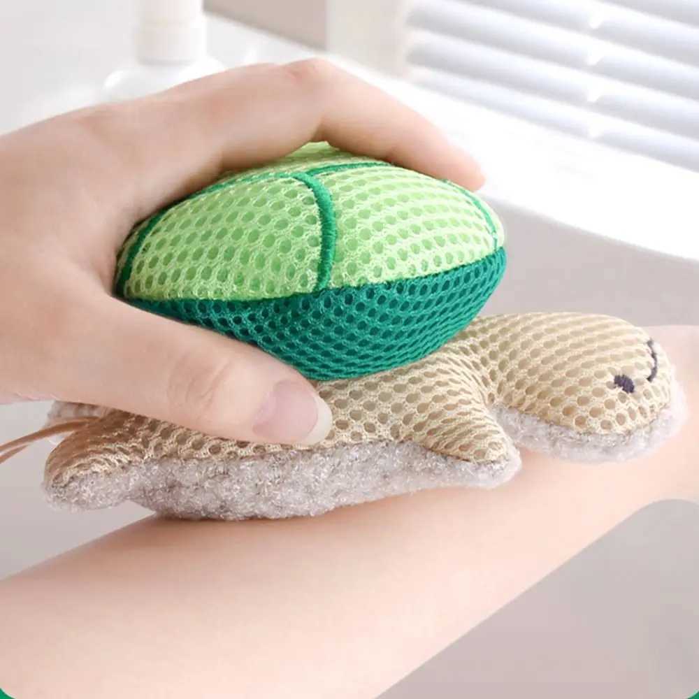 Bathing Tool Double-sided Turtle Bath Sponge Ball Portable Cute Body Scrubber Reusable Shower Bath Toy Elderly R250625