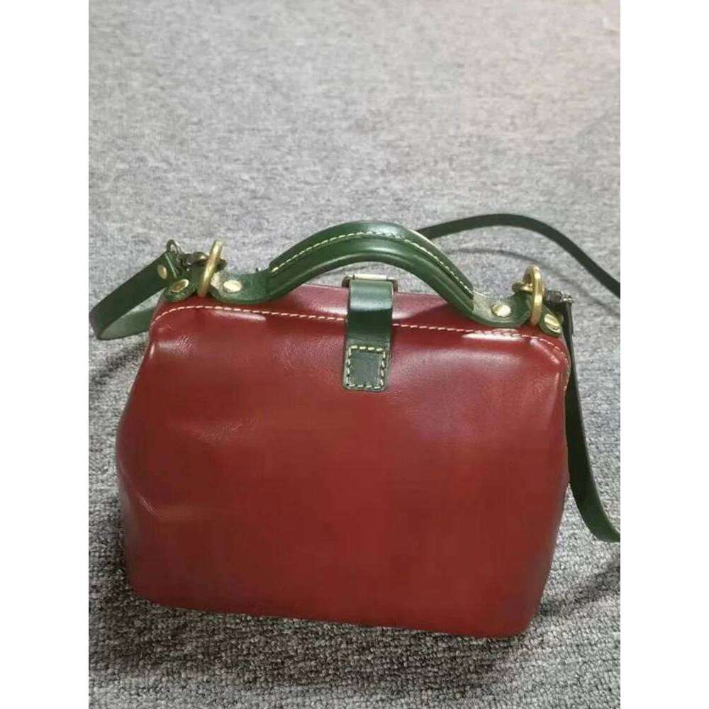 Hot Selling Vintage Women Cowhide Genuine Leather Doctor Mixed Colors Fashion Handbag Ladies Strap Shoulder Bag New Totes Crossbody Bags Designer Bags