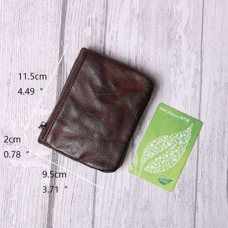 Vegetable Tanned Head Layer Cowhide Purse Men's Hand-rubbed Color Genuine Leather Retro Casual Short Billfold