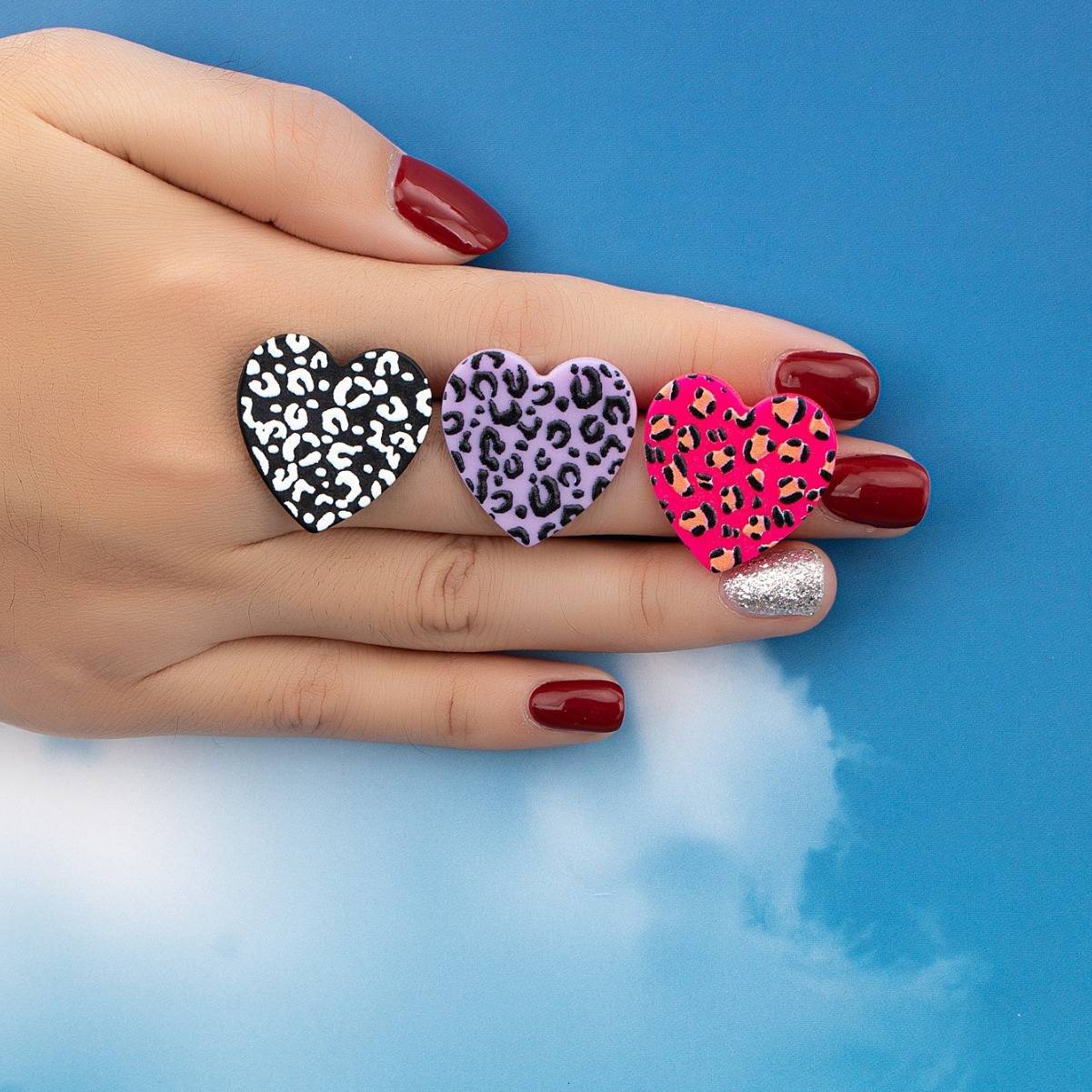 1 Pair Leopard Print Heart Earrings Delicate Fashionable Small Daily Versatile Photo Atmosphere Celebration