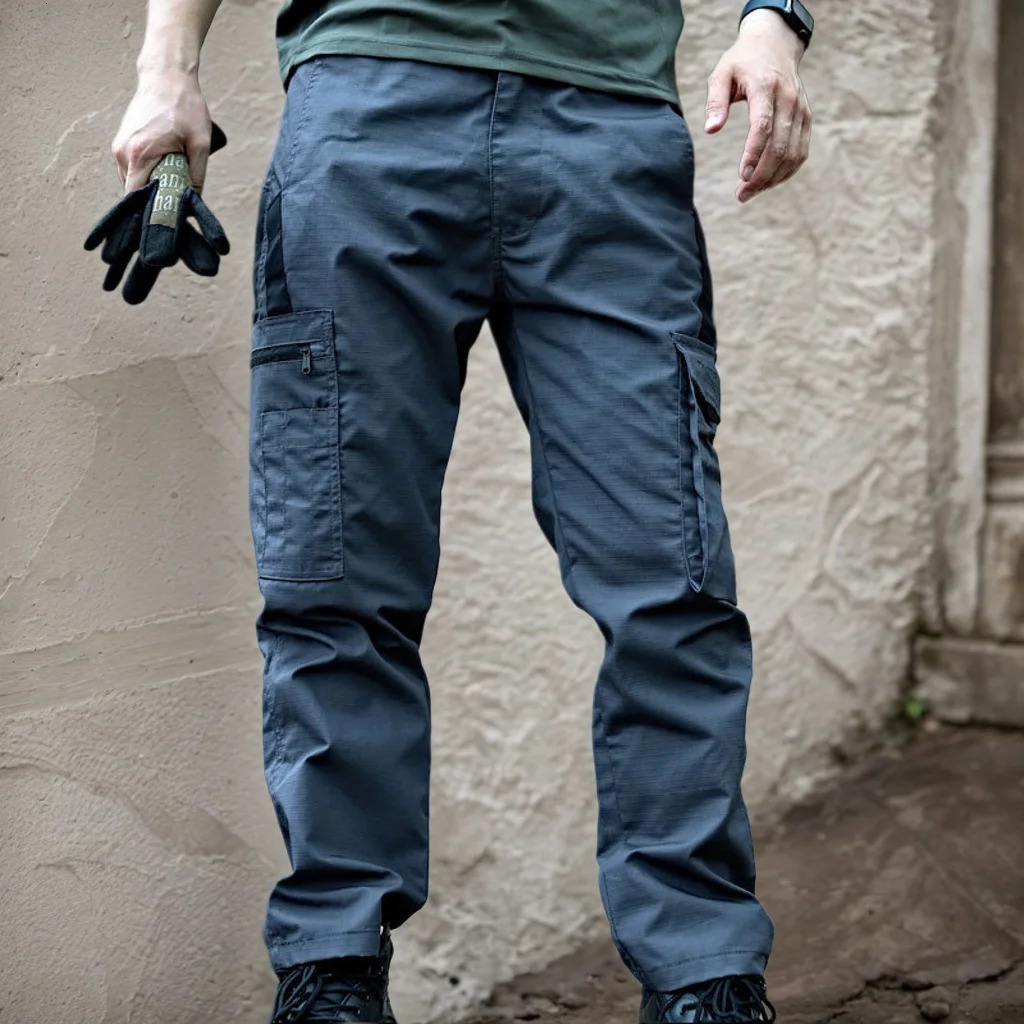 Summer Quick Dry Pants Men Tactical Cargo Trousers Outdoor Work Waterproof Multipocket WearResistant Train Pant 250614