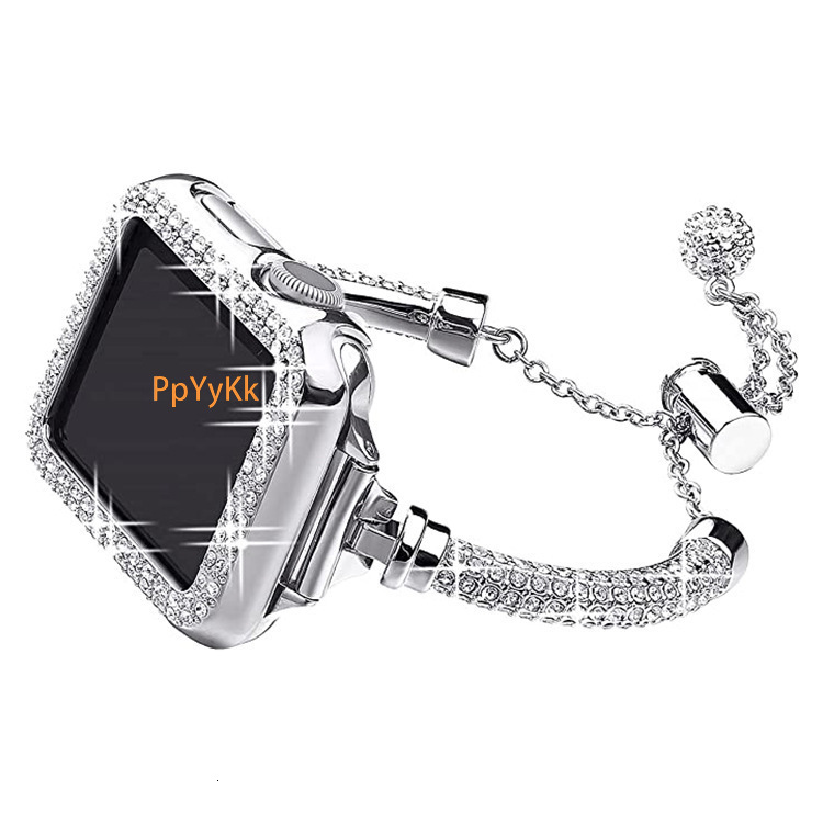 Luxury Premium Design Diamond Inlaid Metal Bracelet Watch Band for Apple Watch SE Series 1-10