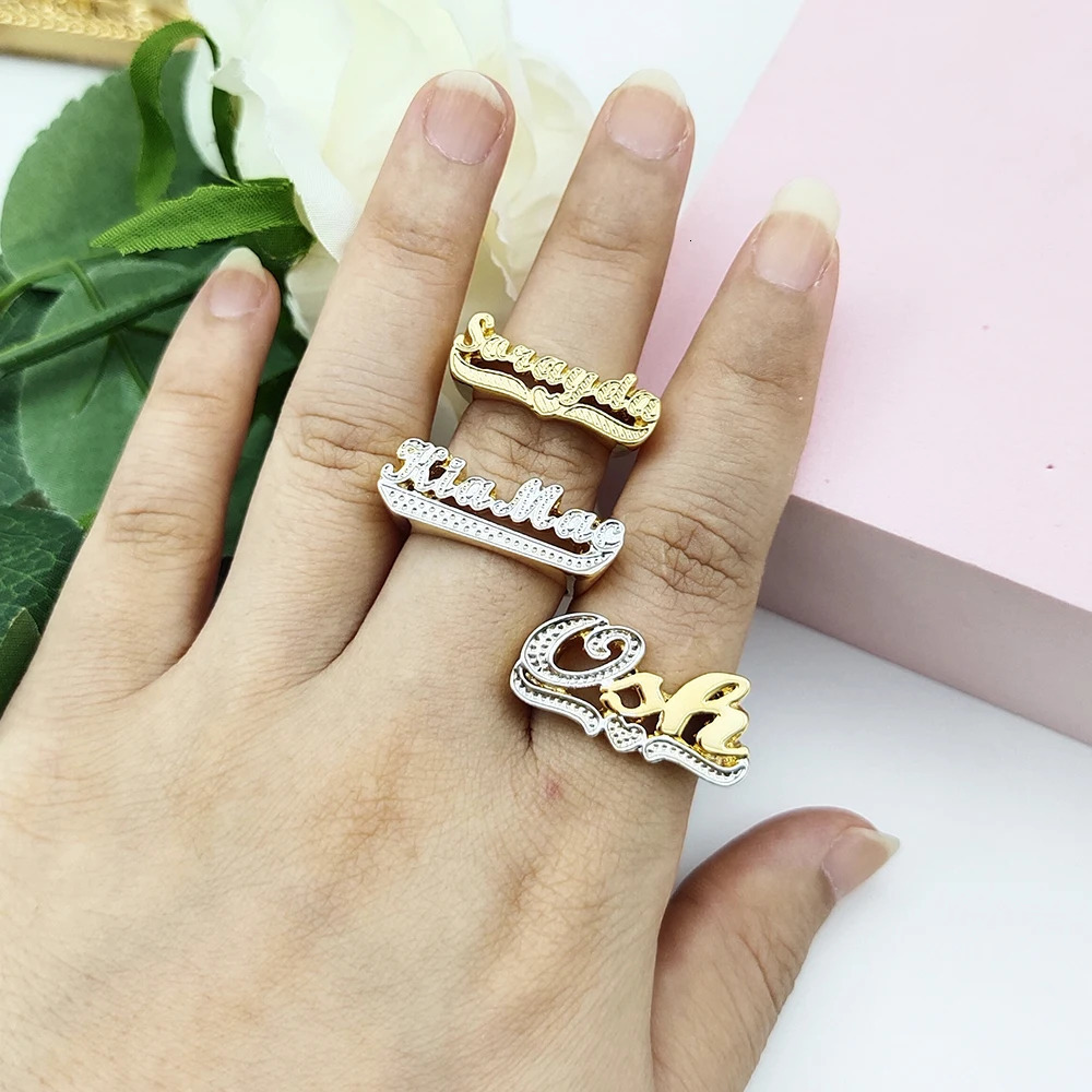 DODOAI Customized Fashion Handcrafted n Personalized Name Punk Ring ity Hip Hop Letter name Ring For Men Women Gift 250624