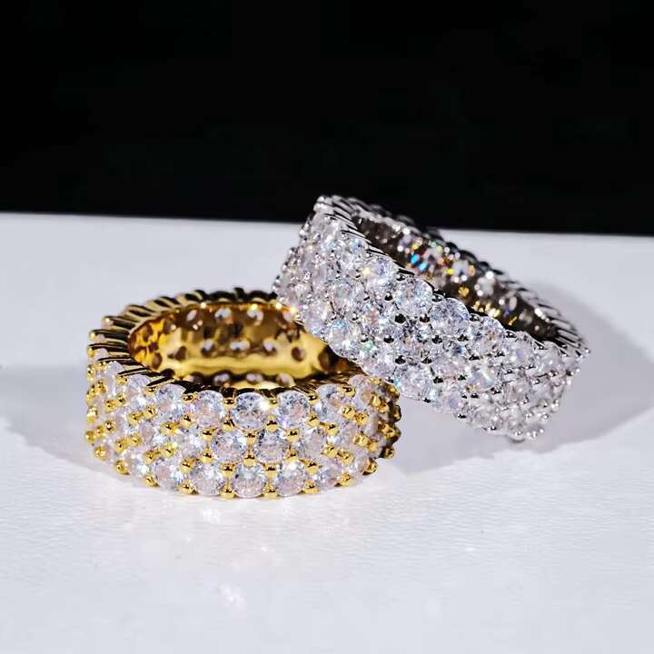 Iced Out VVS Moissanite Diamond Ring Sterling Silver S925 Classic Hip Hop Fine Jewelry Women Rings