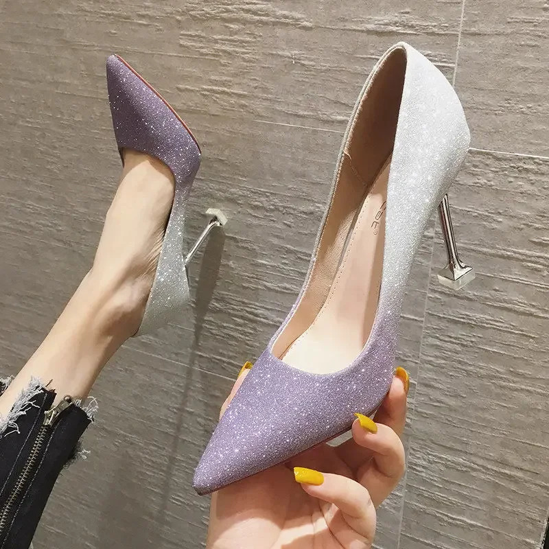 Womens Summer Footwear Wedding Bride Shoe Shoes for Woman Evening with Crystals Stilito Super High Heel Purple Rhinestone 250624