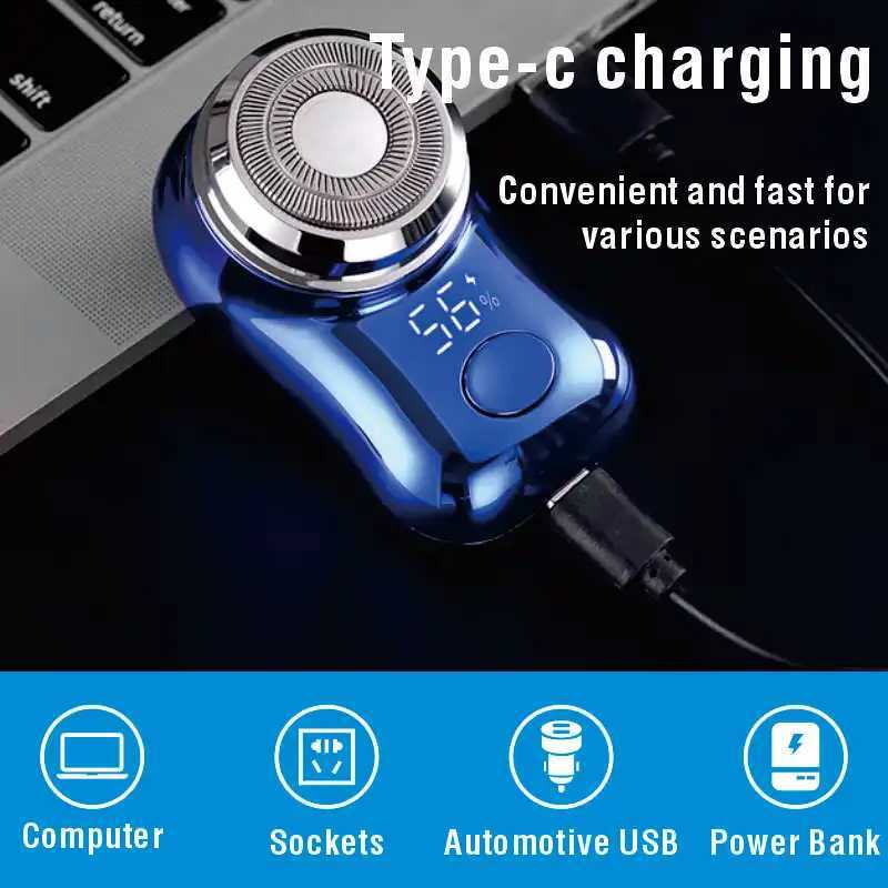 Mini Electric Shaver Mens Bag Travel Shaver Portable Beard Shaver Type-C Intelligent Digital Display Lightweight Shaver W250625