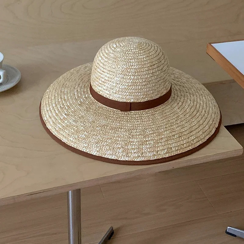 2025 Belt Strap Straw Sun Hat For Women Fashion Vacation Beach UV Hats Summer Wide Brim Travel Panama Hats Outdoor Wholesale 250624