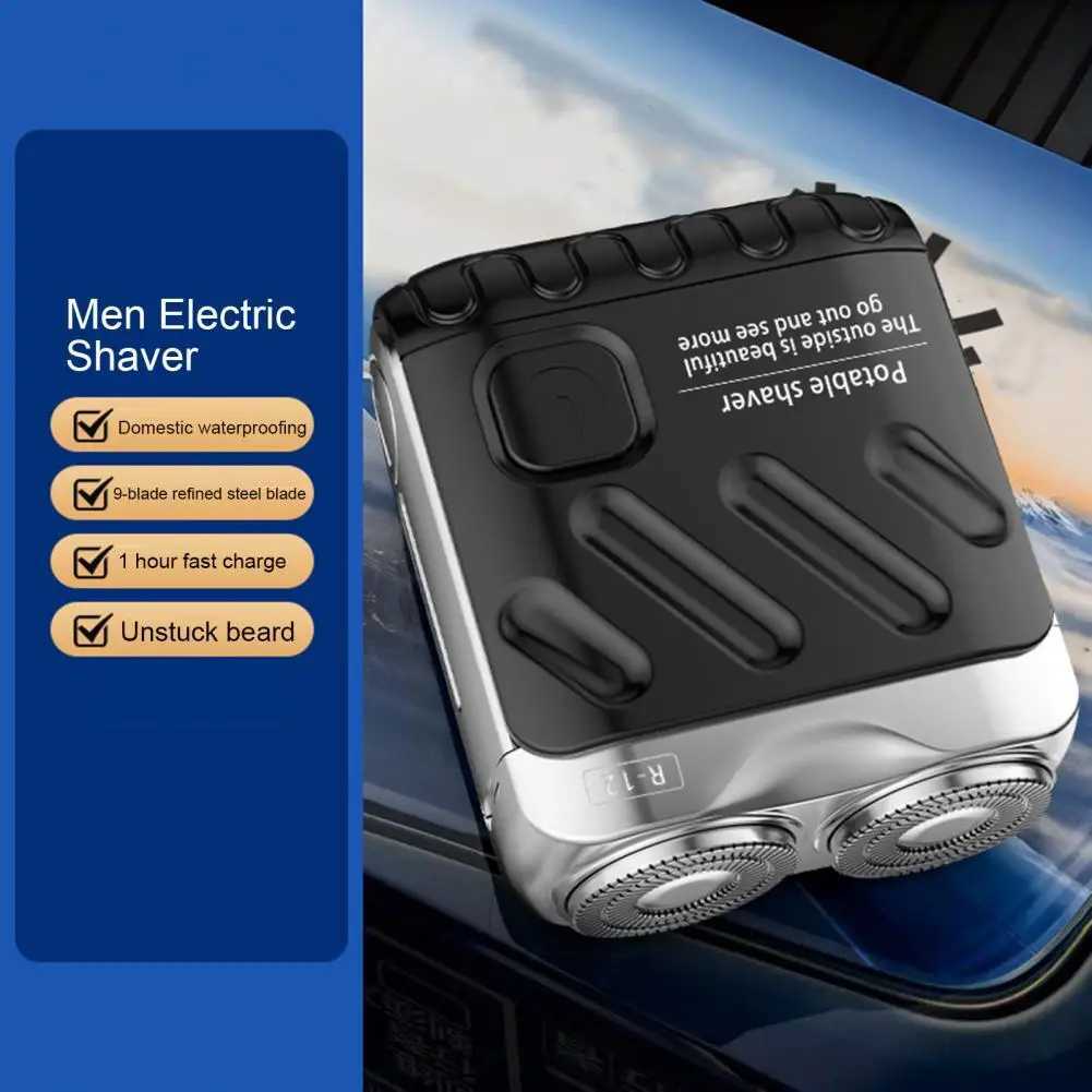 Men Electric Shaver IPX7 Waterproof Type-C Rechargeable Mini Rotary Razor Portable Hair Beard Trimmer Remover Tool W250625