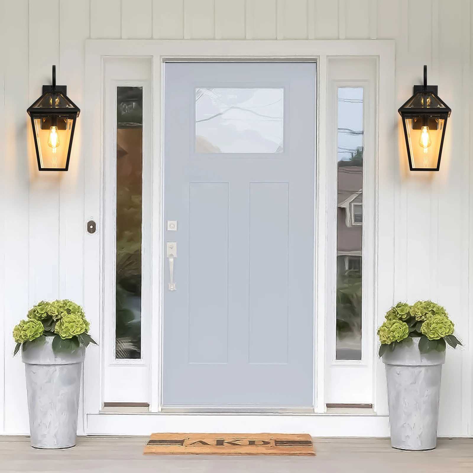 Outdoor Wall Lantern Vintage Black Waterproof Exterior Light Fixture Clear Glass Sconce Easy to Insta E26 Bulb BaseXJ250624