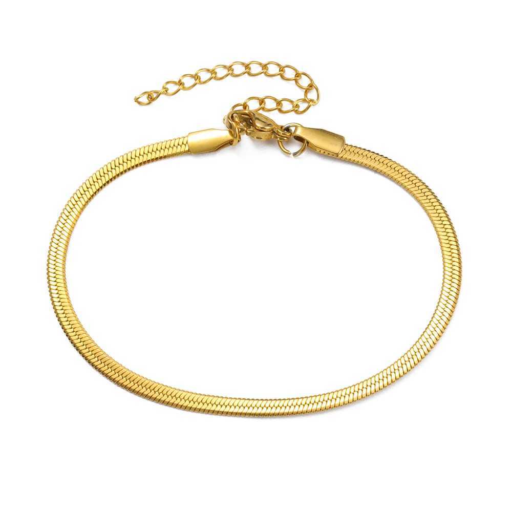 Teamer Snake Chain Anklet 3MM Stainless Steel Adjustable Chain Anklet Gifts for Women Girls Beach Jewelry Accessories U250624