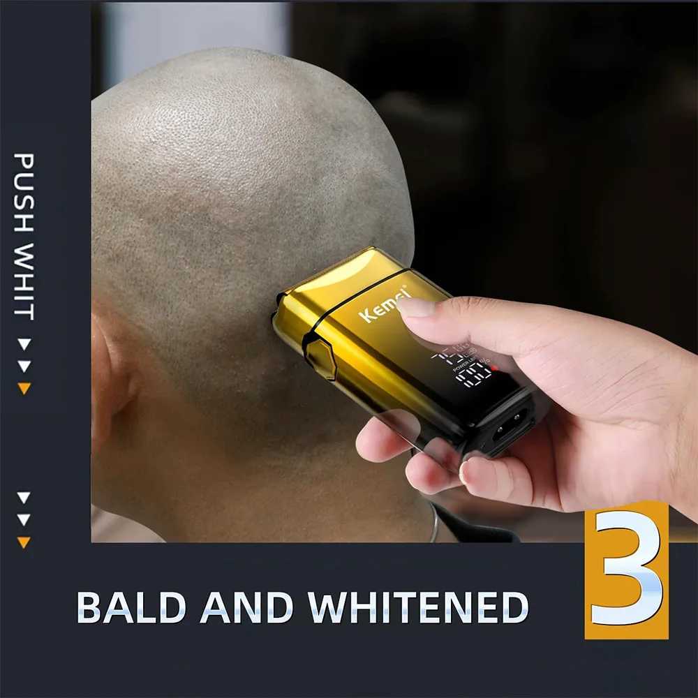 Kemei TX10 New Electric Foil Shaver LED Display Screen Rechargeable Hair Beard Razor for Men Bald Head Reciprocating Shaving Machine W250625