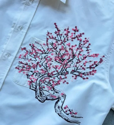 Y2K American street gothic cherry blossom pattern print retro casual fashion T-shirt womens simple lapel T-shirt Polo shirt 250625