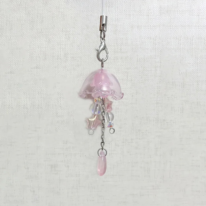 Handmade jellyfish mobile phone charm y2k original keychain 250625