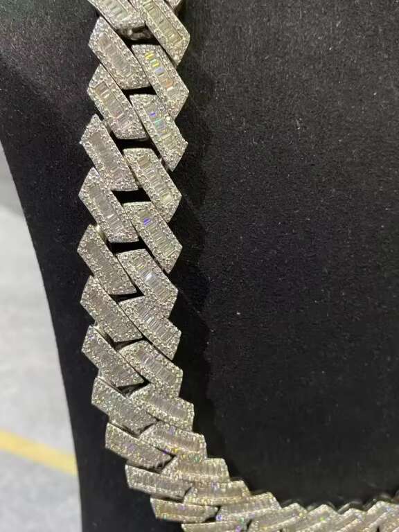 18mm Hip-hop Popular Past Test Diamond Mens Necklace 925 Silver VVS Moissanite Luxury Cuban Chain