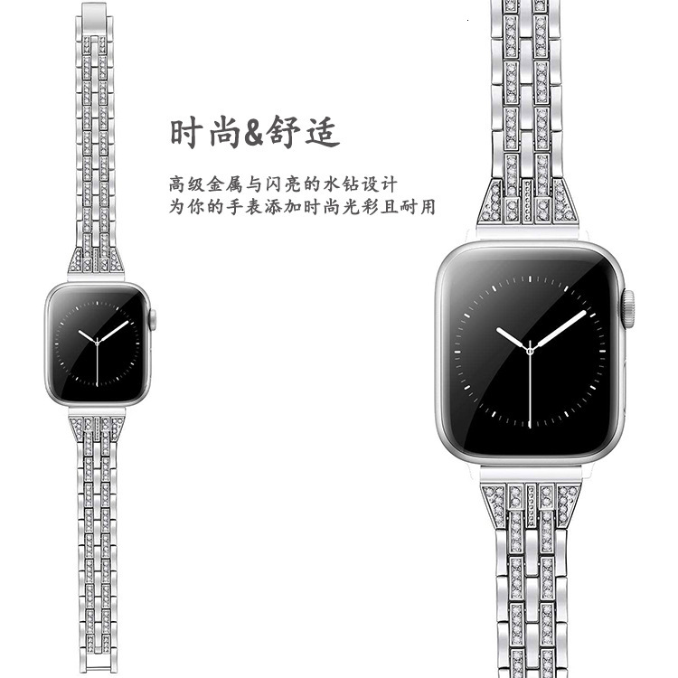 Luxury Premium Fashion Double Row Diamond Inlaid Watch Band for Apple Watch Series 1-10