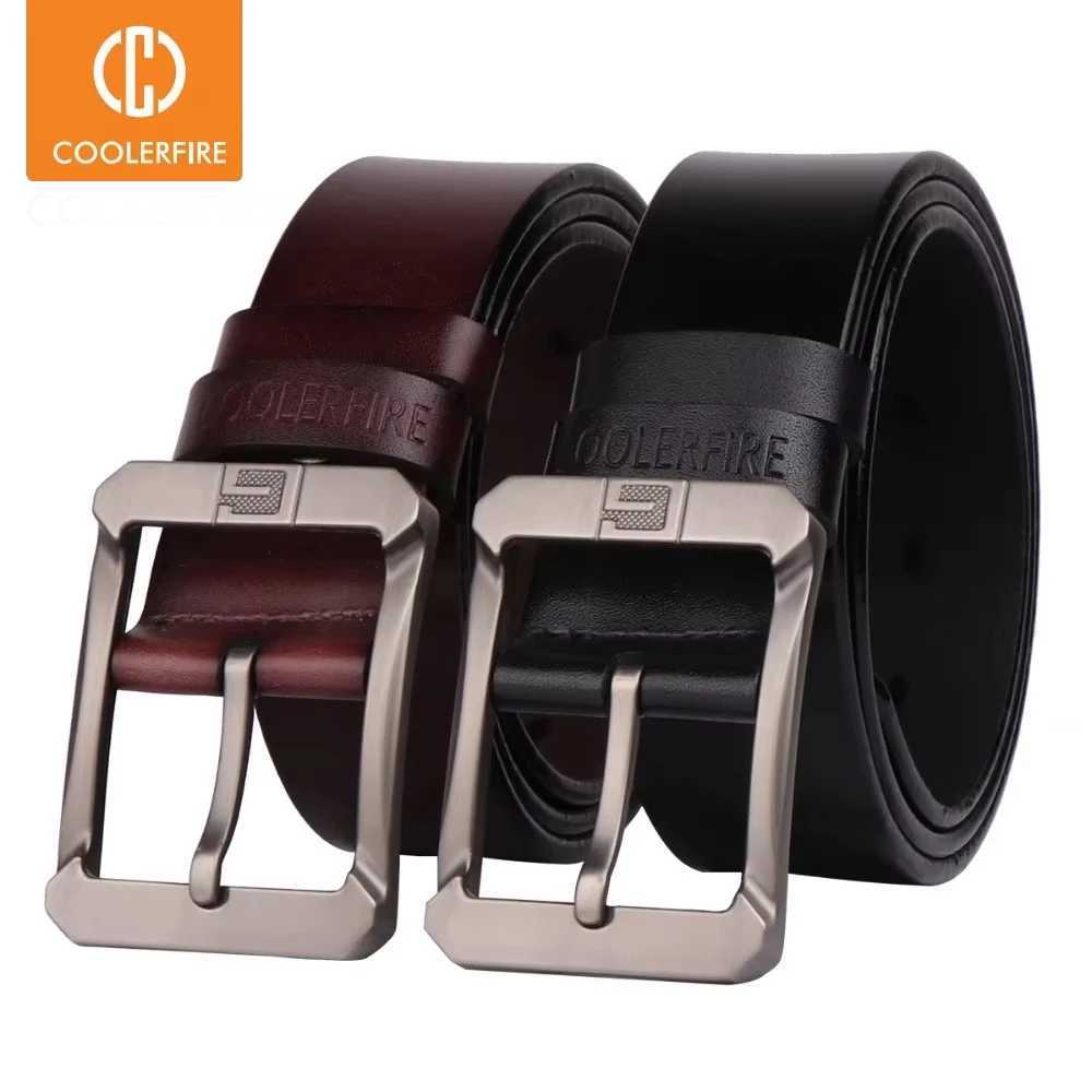 New Coolerfire Genuine Leather Belts for Men Brand Male Pin Buckle Jeans Mens Belt Luxury Designer High Quality Leather Belt W250625